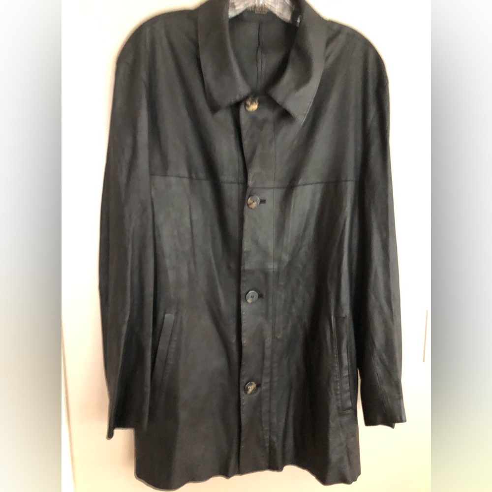 BRUNO MAGLI Black Leather Coat Jacket Made in Italy Size 40 - Picture 1 of 5